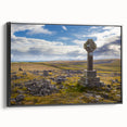 Black and white landscape art of Cumbria, England on framed canvas, ideal for bedroom wall decor.