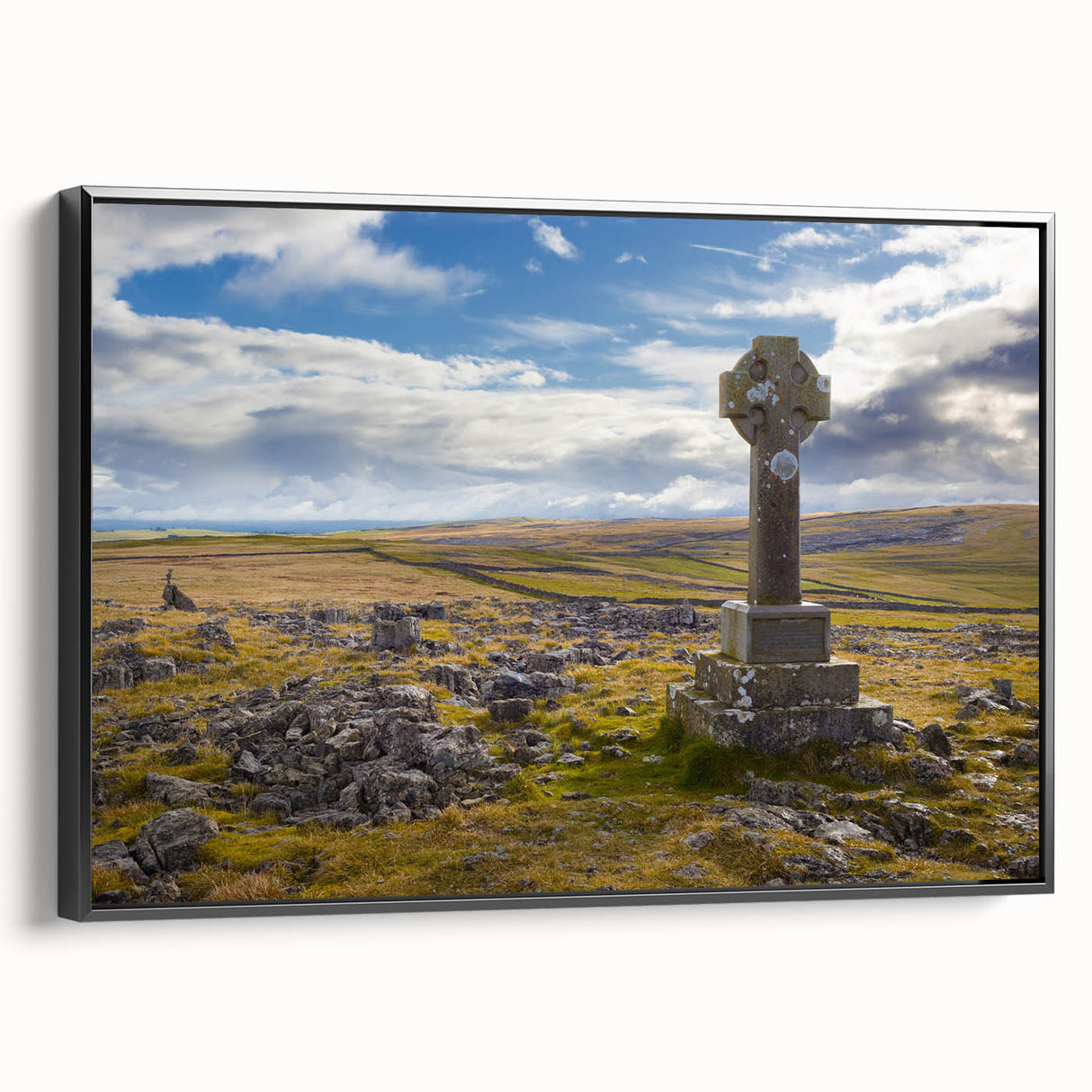 Black and white landscape art of Cumbria, England on framed canvas, ideal for bedroom wall decor.