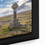 Close-up of extra-large framed canvas featuring a textured black wall art scene of Cumbria, England.