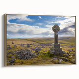 Framed canvas depicting a vintage-style landscape of Cumbria, England in muted earth tones, ideal for bedroom wall art.