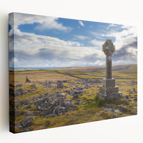 Landscape painting of Cumbria, England on stretched canvas, featuring green hills and blue skies, ideal for kitchen wall art.