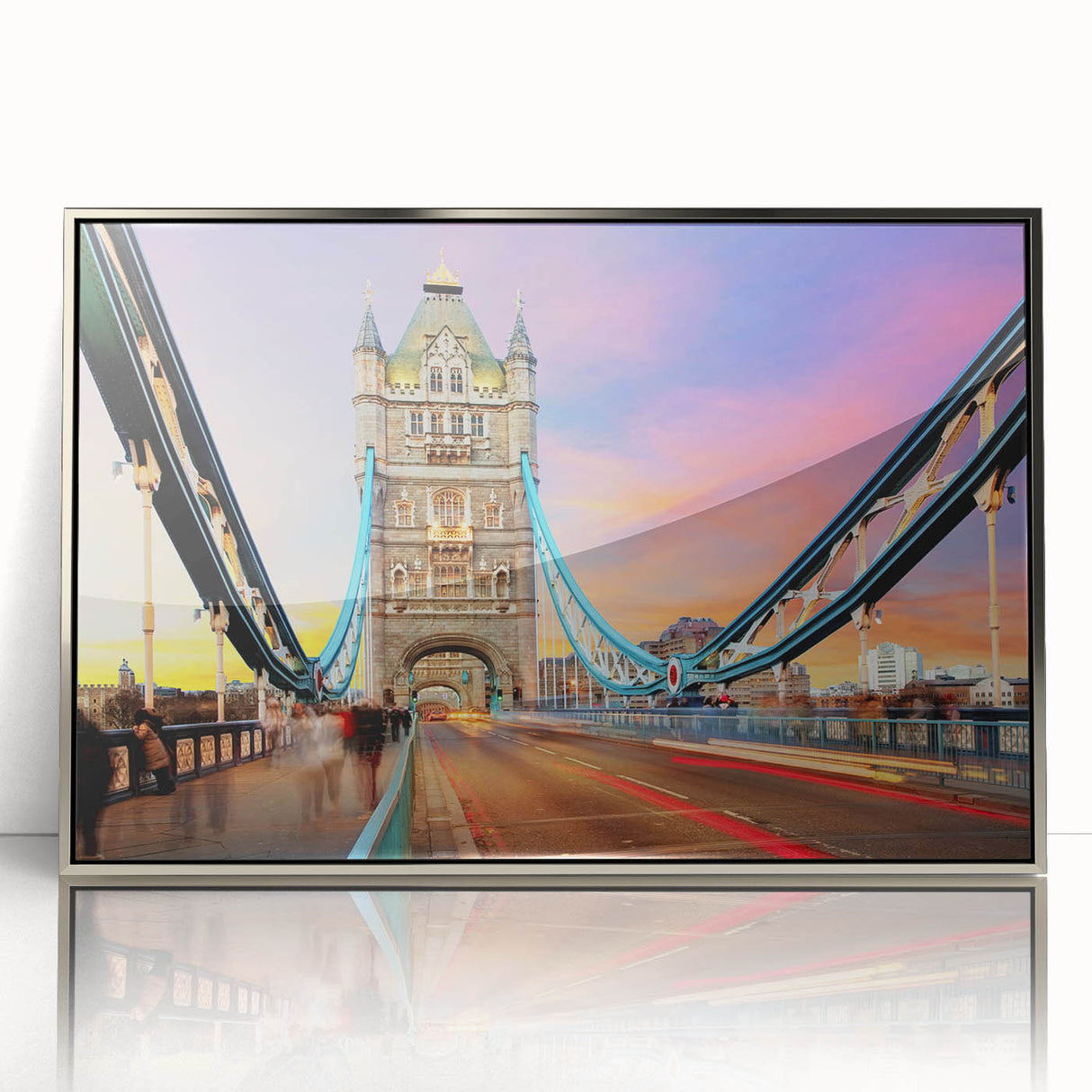 Acrylic print of London scenery in muted gray, ideal for modern art wall decor.