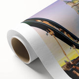 Art Deco poster featuring London scenery in pastel shades on rolled canvas, ideal for nursery wall art.