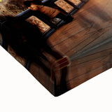 Large art of London landscape in black and white on stretched canvas, suitable for bedroom wall decor.