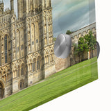 Large abstract wall art of Oxford scenery in muted earth tones on acrylic glass, suitable for dining room ambiance.