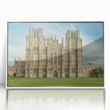 Mid-century modernist art depicting Oxford scenery in acrylic print with white frame, suited for nursery wall art.