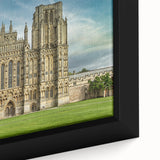 Extra large framed canvas of a textured black wall art featuring a colorful Oxford, England street scene.