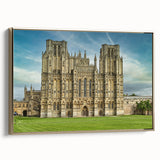 Framed canvas of an Oxford landscape in vintage poster style with muted earth tones, ideal for bedroom wall art.