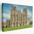 Side view of a stretched canvas depicting the Oxford cityscape in muted earth tones, ideal for kitchen wall art.
