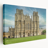 Side view of a stretched canvas depicting the Oxford cityscape in muted earth tones, ideal for kitchen wall art.