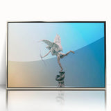 Large art print of Piccadilly, England in silver-framed acrylic, featuring mid-century modernist style.