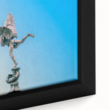 Extra large framed canvas of a textured, colorful Piccadilly Circus scene on a black background, ideal for living room decor.