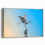 Framed canvas of a vintage-style Piccadilly, England landscape painting in muted colors, ideal for living room decor.