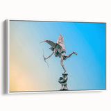 Vintage poster art of Piccadilly, England in colorful tones on a large framed canvas, ideal for living room decor.