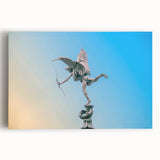 Black and white print of Piccadilly Circus on stretched canvas, suitable as kitchen wall art or for bedroom ambiance.