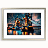 Extra large wall art of the Thames River with textured abstract design in muted grays, framed in silver.