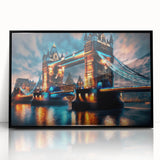 Large abstract wall art of the Thames River in England, featuring muted blue and gray tones on framed acrylic.