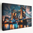 Landscape painting of the Thames River in muted blues and greens on a stretched canvas, suitable for kitchen wall art.