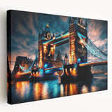Landscape painting of the Thames River in muted blues and greens on a stretched canvas, suitable for kitchen wall art.