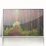 Mid-century modernist art of a European Estonian landscape in muted colors on a white framed acrylic.