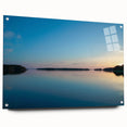 Acrylic print of a serene Finnish landscape in cool blue and green tones, ideal for dining room decor.