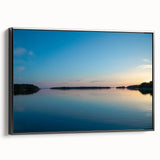 Black and white landscape art painting of a Finnish scenery on framed canvas, suitable for bedroom wall art.