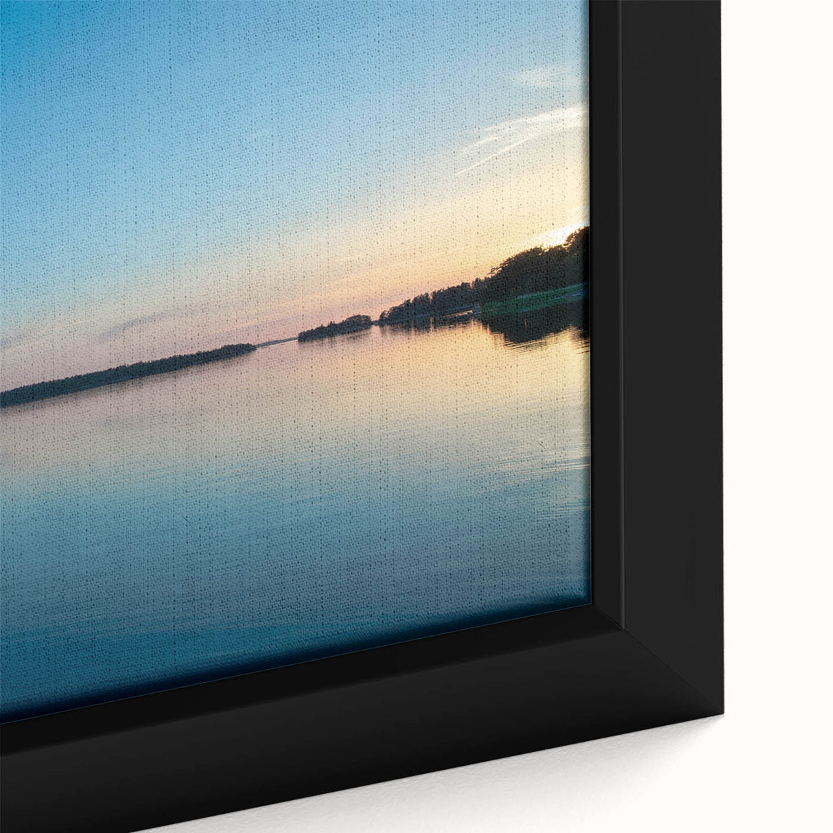 Black wall art featuring a textured close-up view of a European Finnish landscape on a framed canvas.