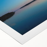 Art deco poster of a serene Finnish landscape in muted blues and greens on rolled canvas, suitable for dining room decor.