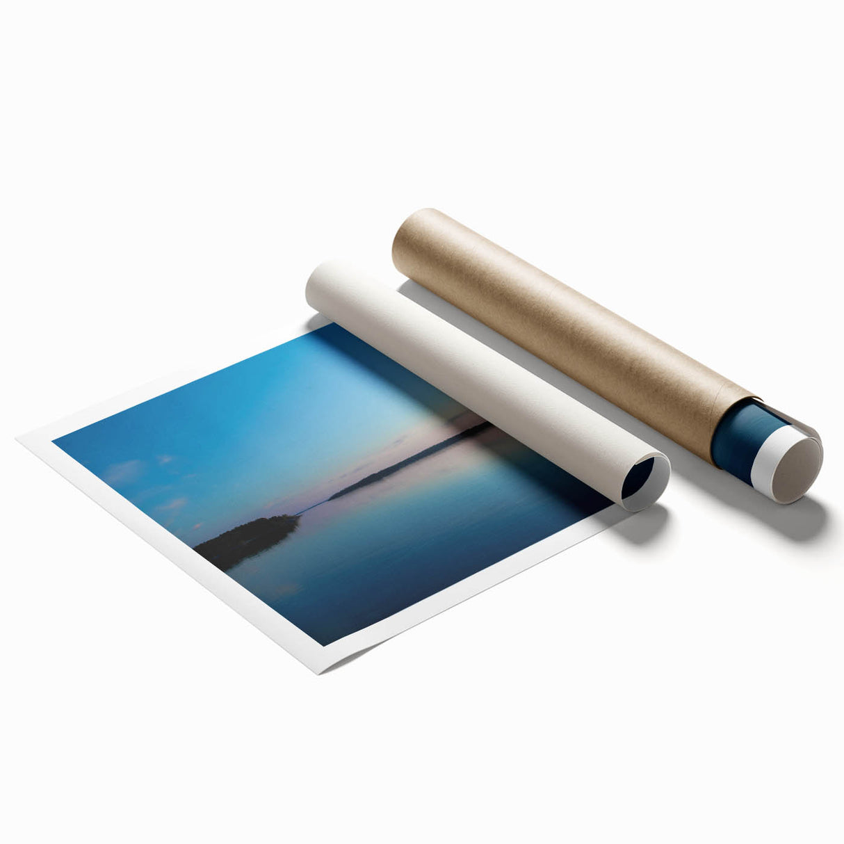 Extra large rolled print of a serene Finnish landscape with soft pastel shades, ideal for classy bathroom wall art.