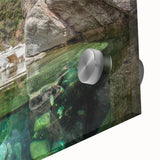 Large abstract wall art depicting the Corsican landscape in mid-century modernist style on acrylic glass.