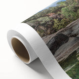 Art Deco poster of a Corsican landscape with vibrant blue and green tones on rolled canvas, ideal for nursery wall art.