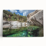 Black and white stretched canvas of Corsica scenery, ideal for kitchen art.