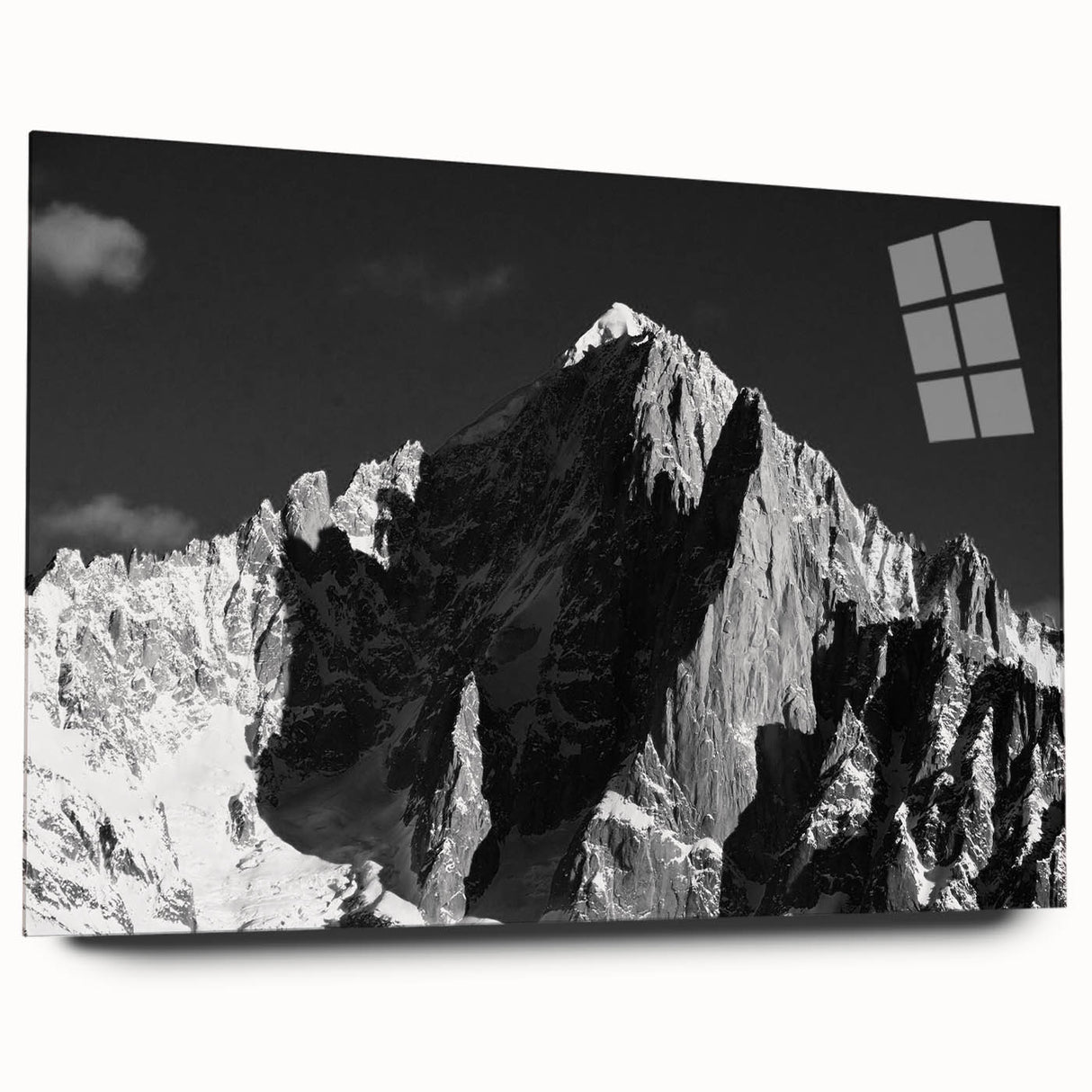 Acrylic print of the French Alps in muted earth tones, ideal for bedroom or dining room art.