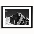 Colorful abstract art print of French Alps in vibrant hues on a textured, extra large canvas, framed in black.