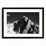Colorful abstract art print of French Alps in vibrant hues on a textured, extra large canvas, framed in black.