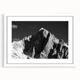 Textured art depicting the French Alps in abstract style, framed with a white mat, suitable for bedroom decor.