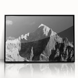 Large abstract wall art depicting the French Alps in muted earth tones on a framed acrylic.