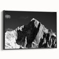 Black and white framed canvas of the French Alps, ideal for bedroom wall art in a vintage poster style.
