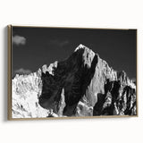 Framed canvas of the French Alps in muted earth tones, ideal for bedroom wall art.
