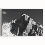 Black and white photograph of the French Alps on stretched canvas, suitable as kitchen wall art or bedroom decor.