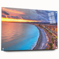 Acrylic print of a serene Nice, France landscape in muted blue and green hues, ideal for dining room decor.
