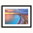 Extra large abstract art print of a colorful European scenery, textured finish on a black framed canvas.