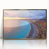 Art Deco poster of Nice, France in muted gold tones on acrylic, ideal for modern art wall decor.