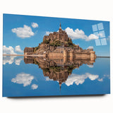 Large abstract depiction of Normandy, France in muted earth tones on acrylic glass, suitable for bedroom or dining room art.