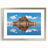 Extra large abstract art print of a textured Normandy scenery in silver frame, ideal for living room decor.