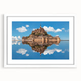 Textured abstract art print depicting a serene Normandy landscape in soft pastel shades, framed with a white mat.