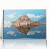 Mid-century modernist art depicting the Normandy landscape in muted earth tones on a framed acrylic.