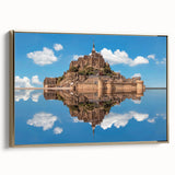 Framed canvas wall art depicting a vintage-style Normandy landscape in muted earth tones, suitable for bedroom decor.