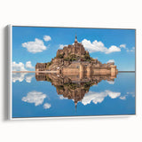 Vintage poster art of Normandy, France on framed canvas, featuring colorful scenery, ideal for living room decor.