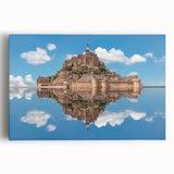Black and white stretched canvas of Normandy, France scenery, ideal for kitchen wall art.